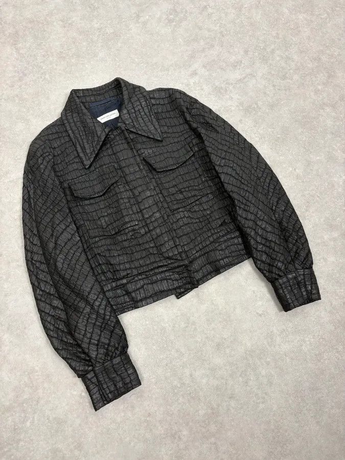 Dries Van Noten Dries Van Noten Black Crocodile Effect Cropped Jacket Size S / US 4 / IT 40 - 4 Thumbnail