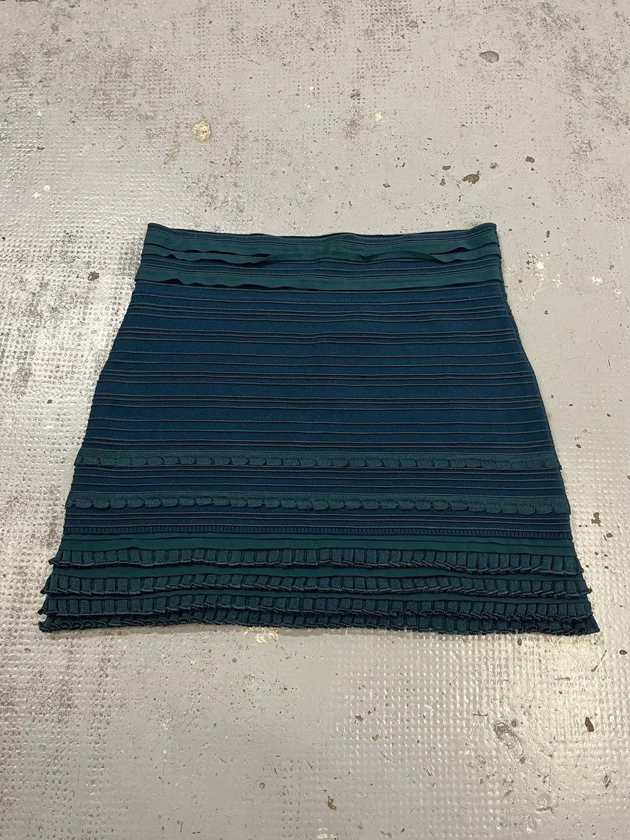 Roberto Cavalli Roberto Cavalli Teal Wool Textured Blue Midi Skirt Size 28" / US 6 / IT 42 - 4 Thumbnail