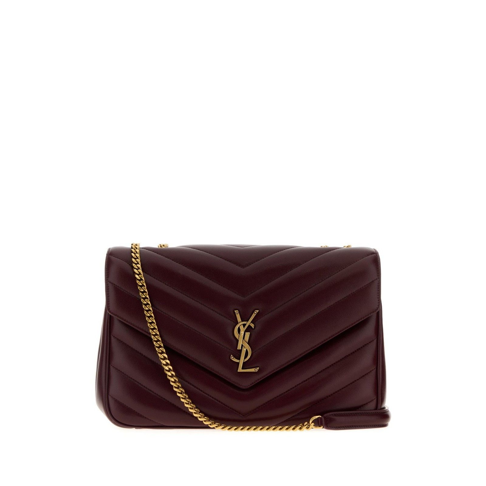 Saint Laurent Paris SAINT LAURENT Loulou Large $3400 Rouge Cabernet Leather Shou Size ONE SIZE - 1 Thumbnail