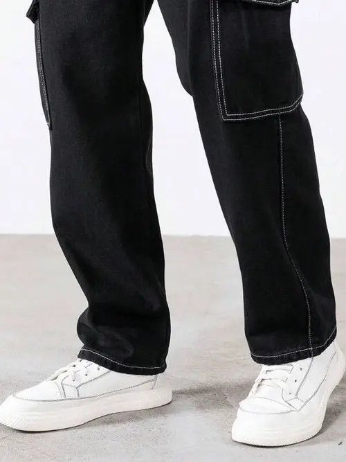 Jean Cargo Stiching Jeans Pants Straight Leg Size US 36 / EU 52 - 3 Thumbnail