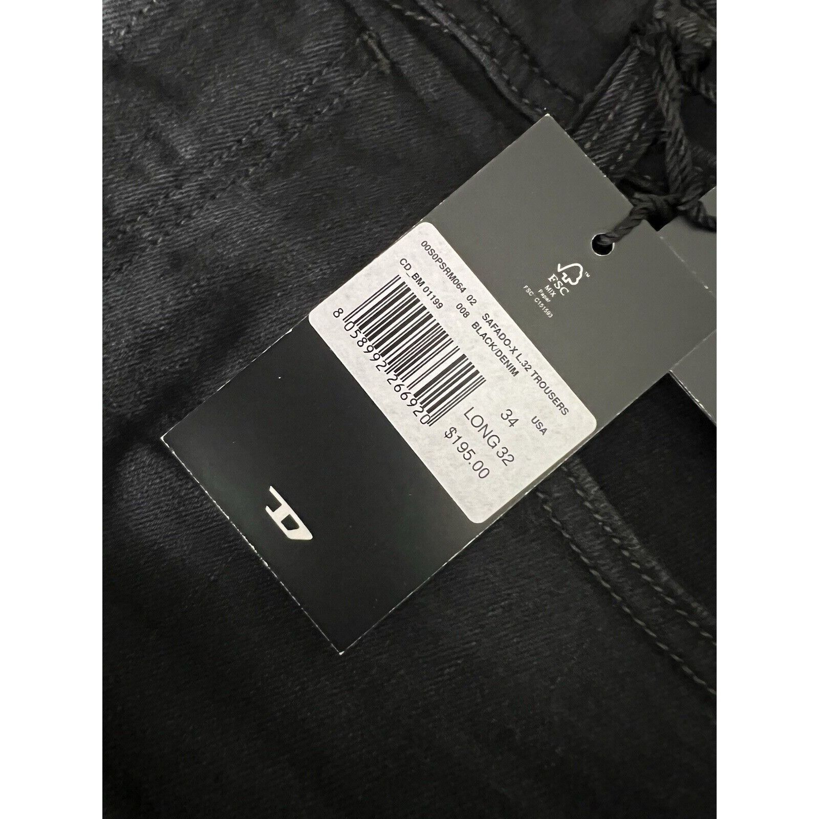 Diesel Diesel Mens Safado Straight Fit Jeans RM064 Black Size 34/32 Size US 34 / EU 50 - 7 Thumbnail