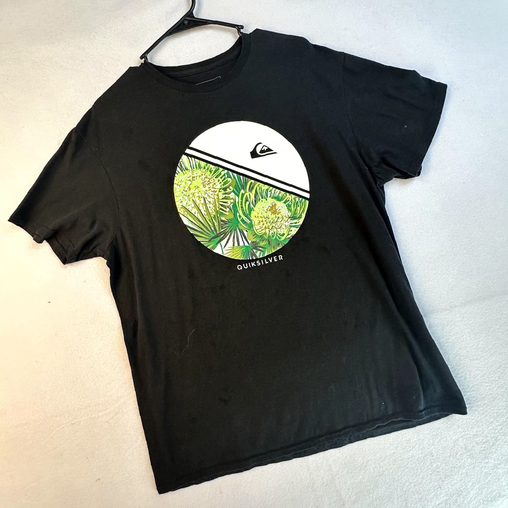Quiksilver Quiksilver Shirt Mens XL Black Graphic Tropical Floral Regular Fit Cotton Tee Size US XL / EU 56 / 4 - 2 Thumbnail