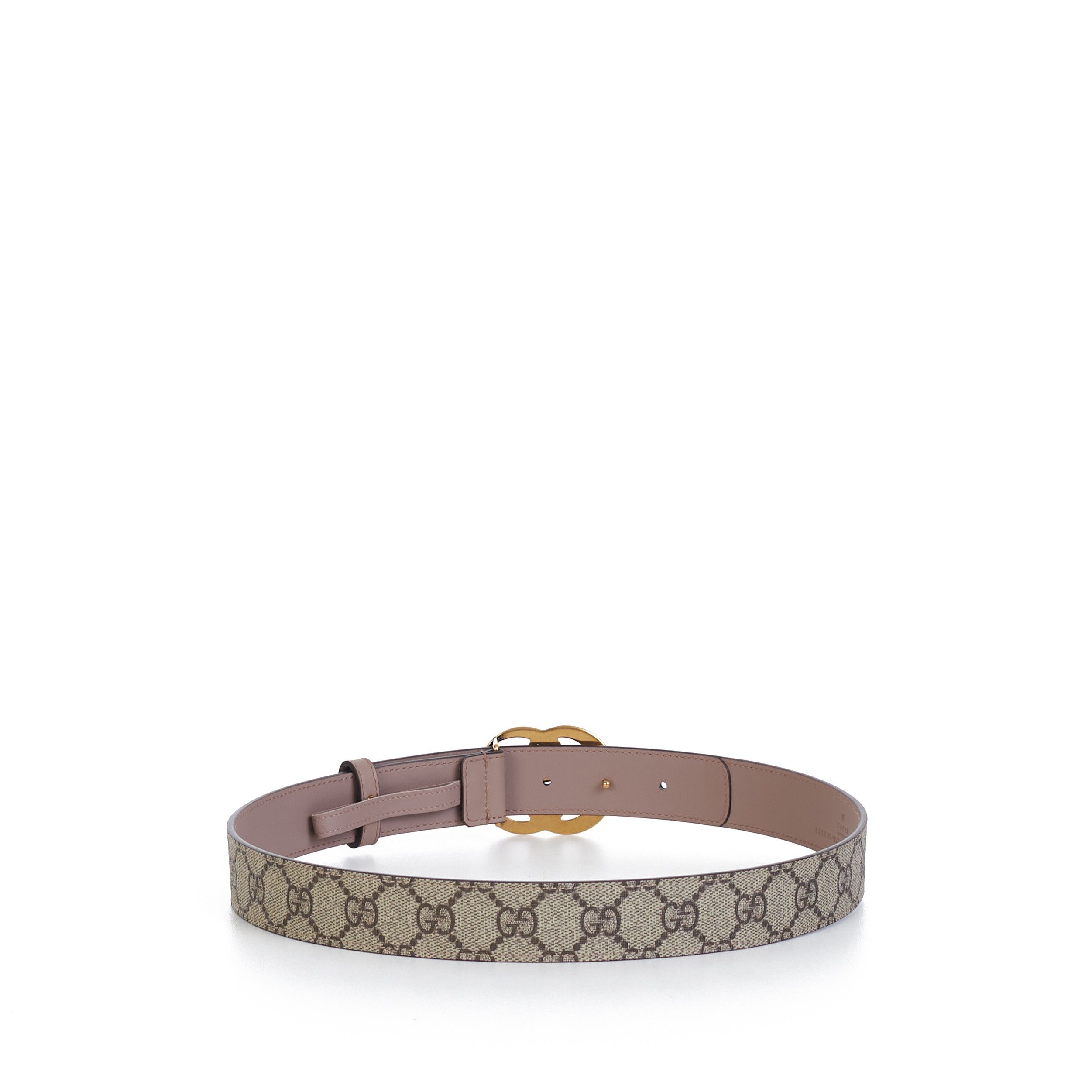 Gucci GG Thin Marmont Belt In Beige GG Supreme & Pink Leather Size ONE SIZE - 5 Thumbnail