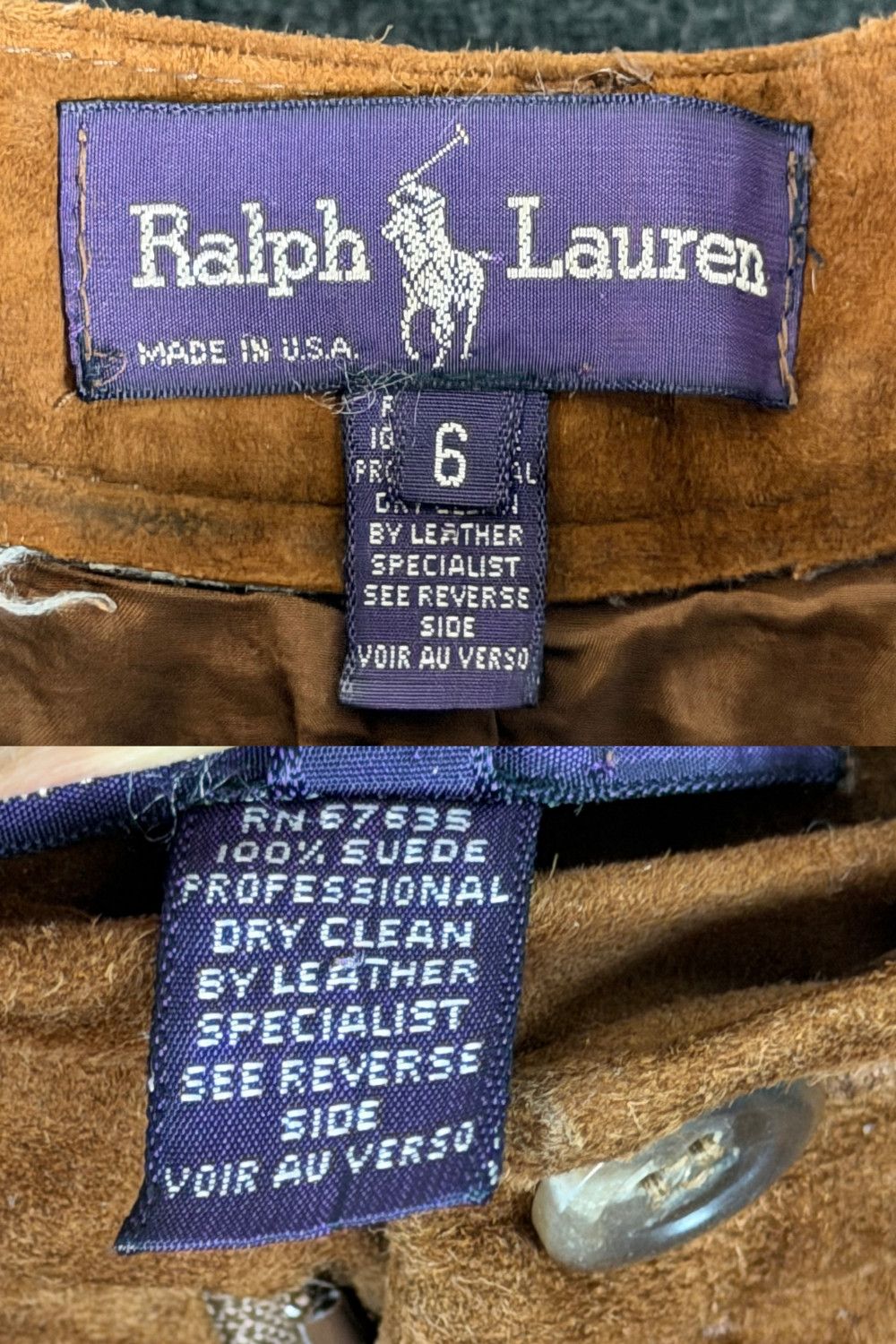 Vintage 1970s Ralph Lauren USA Suede Leather Trousers image 3