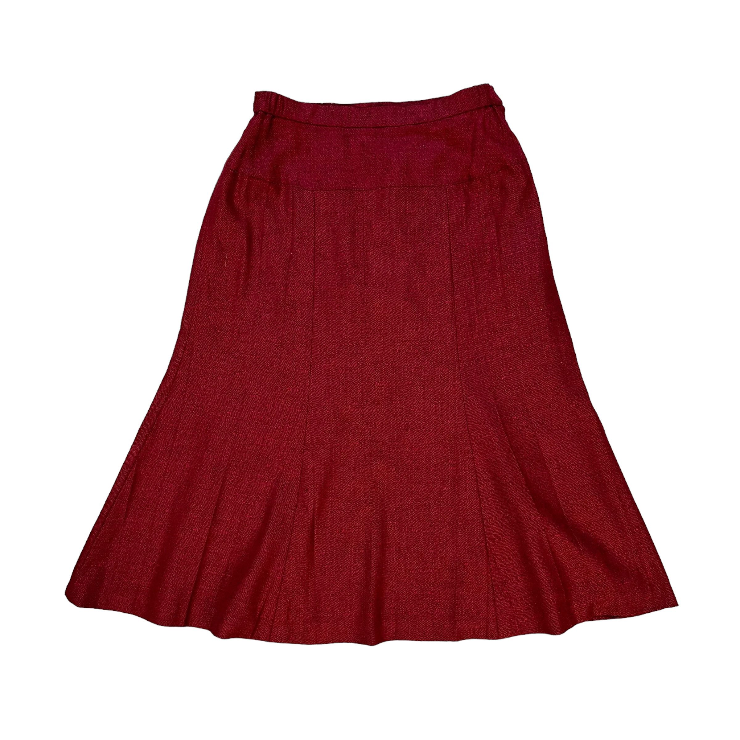 Christian Dior Monsieur Vintage CHRISTIAN DIOR Maroon Midi Skirt W28 #A44-1031 Size 28" / US 6 / IT 42 - 1 Thumbnail