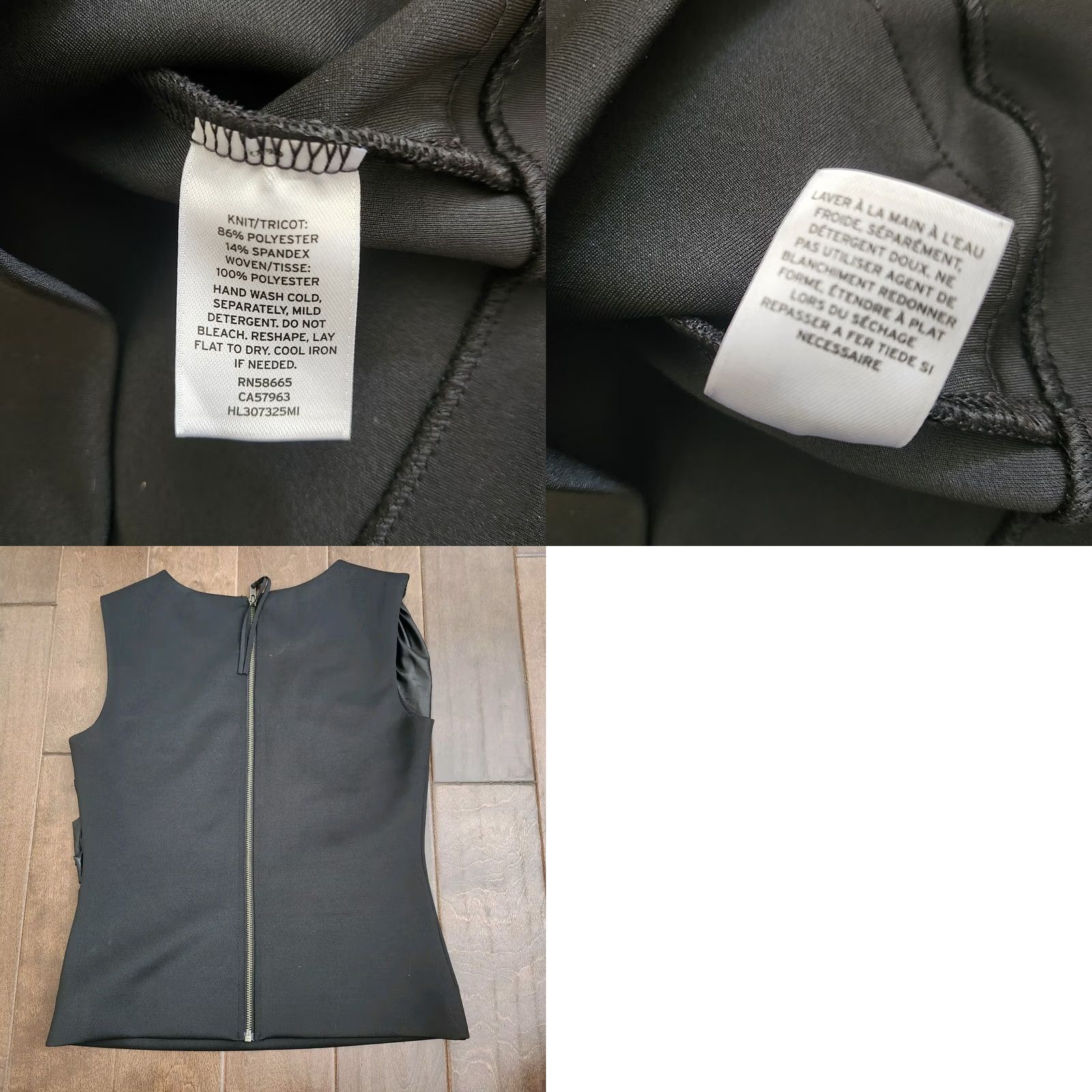 Vintage TROUVE Black Front Drape Sleeveless Top Back Zipper - Size M - Women's Blouse, Polyester Spandex, Regular Fit, Black Size M / US 6-8 / IT 42-44 - 9 Thumbnail