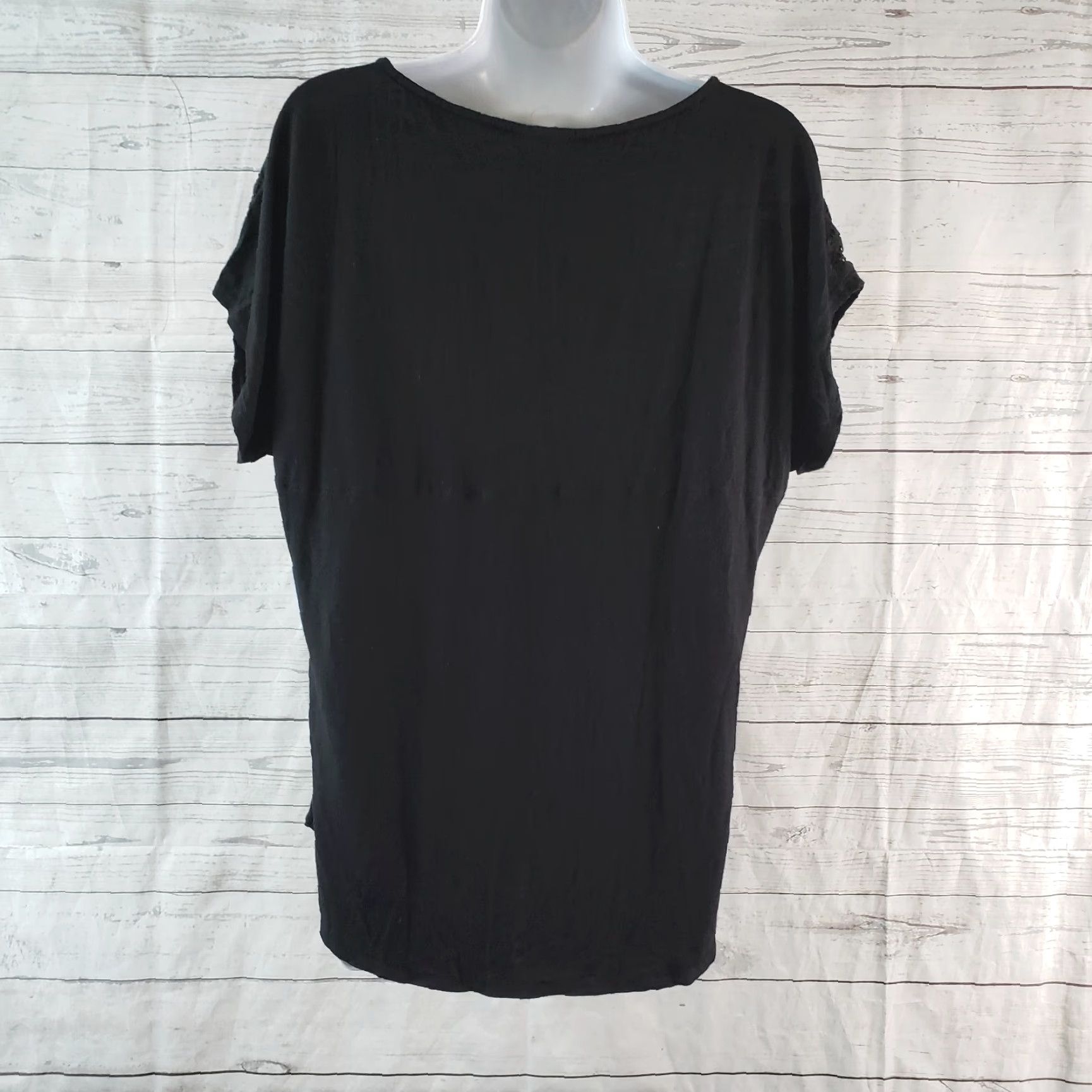 Vintage Dolan Left Coast Womens Top Sz Large Black Velvet Lace Short Sleeve Blouse Size L / US 10 / IT 46 - 4 Thumbnail