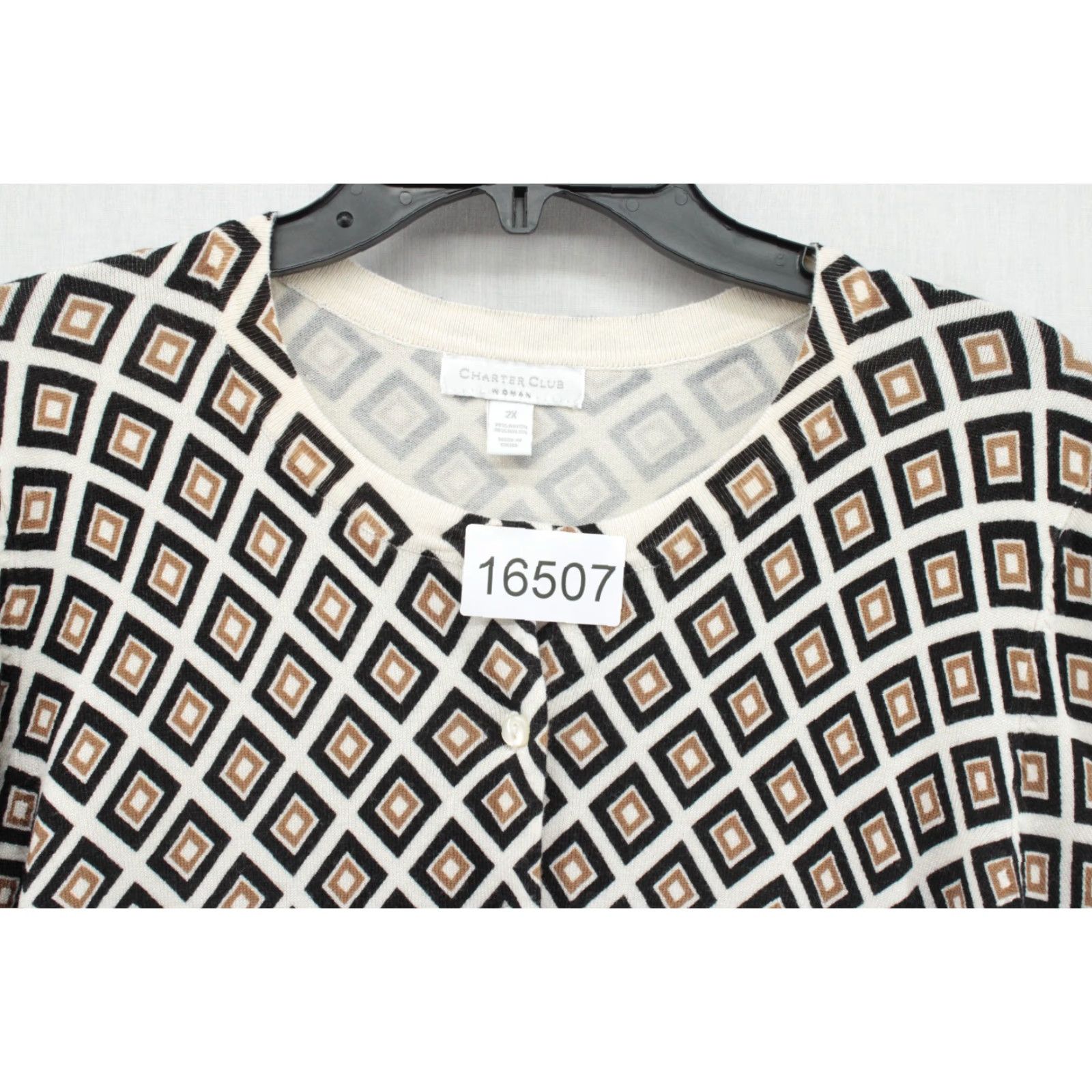 Charter Club Charter Club Cardigan Women's 2X Geometric Long Sleeve Button Up Rayon/Nylon Size XXL / US 16-18 / IT 52-54 - 8 Thumbnail