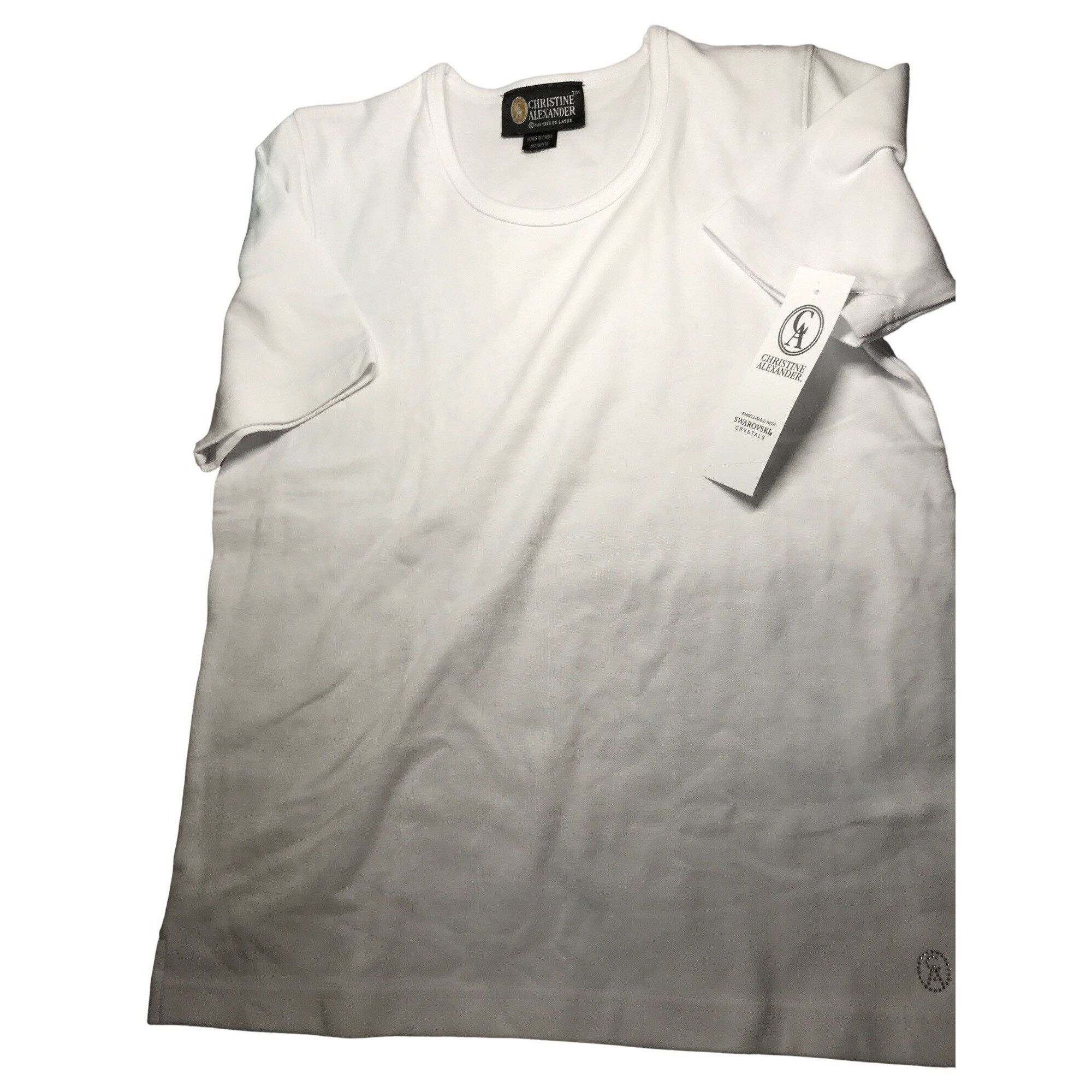 Designer × Vintage Christine Alexander Medium White Shirt Top Cotton Dance Trac Size M / US 6-8 / IT 42-44 - 1 Thumbnail