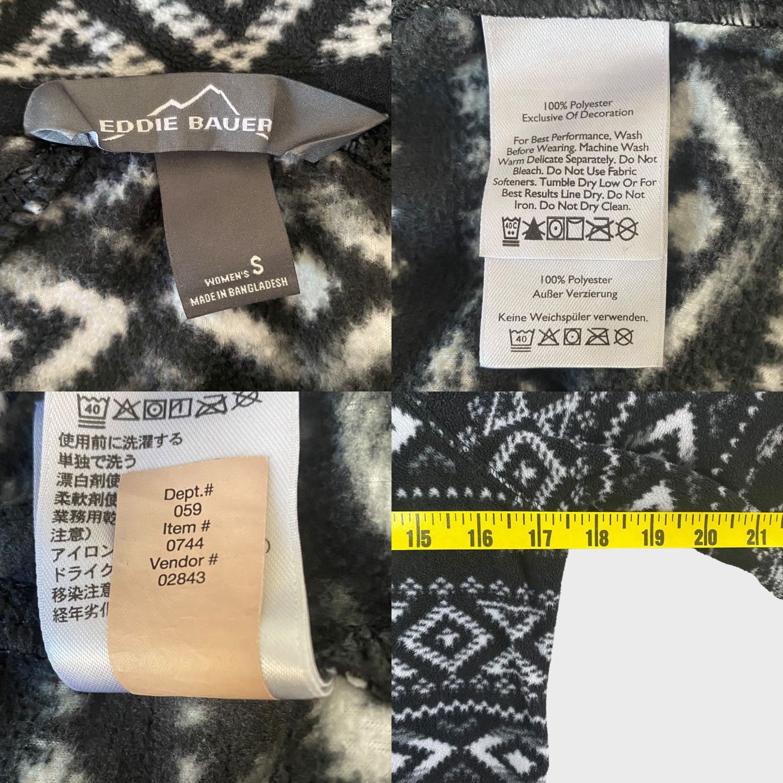 Eddie Bauer Eddie Bauer Sweater Women S Black Quest Fleece 1/4 Zip Mock Neck Aztec Pullover Outdoor Womens Size S / US 4 / IT 40 - 8 Thumbnail
