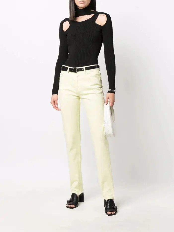 Coperni o1mle1224 Straight Leg Denim Jeans in Light Yellow Size 28" / US 6 / IT 42 - 2 Thumbnail