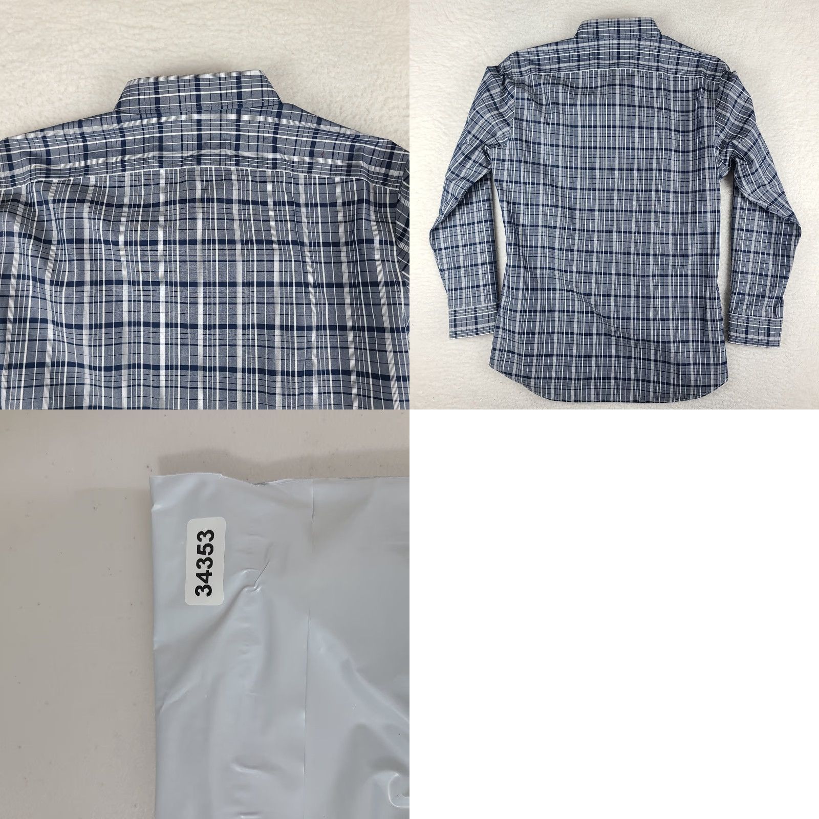 Banana Republic Dress Shirt Mens Large Blue Navy Plaid Grant Fit Button Up  - threedaughtersproperties.com