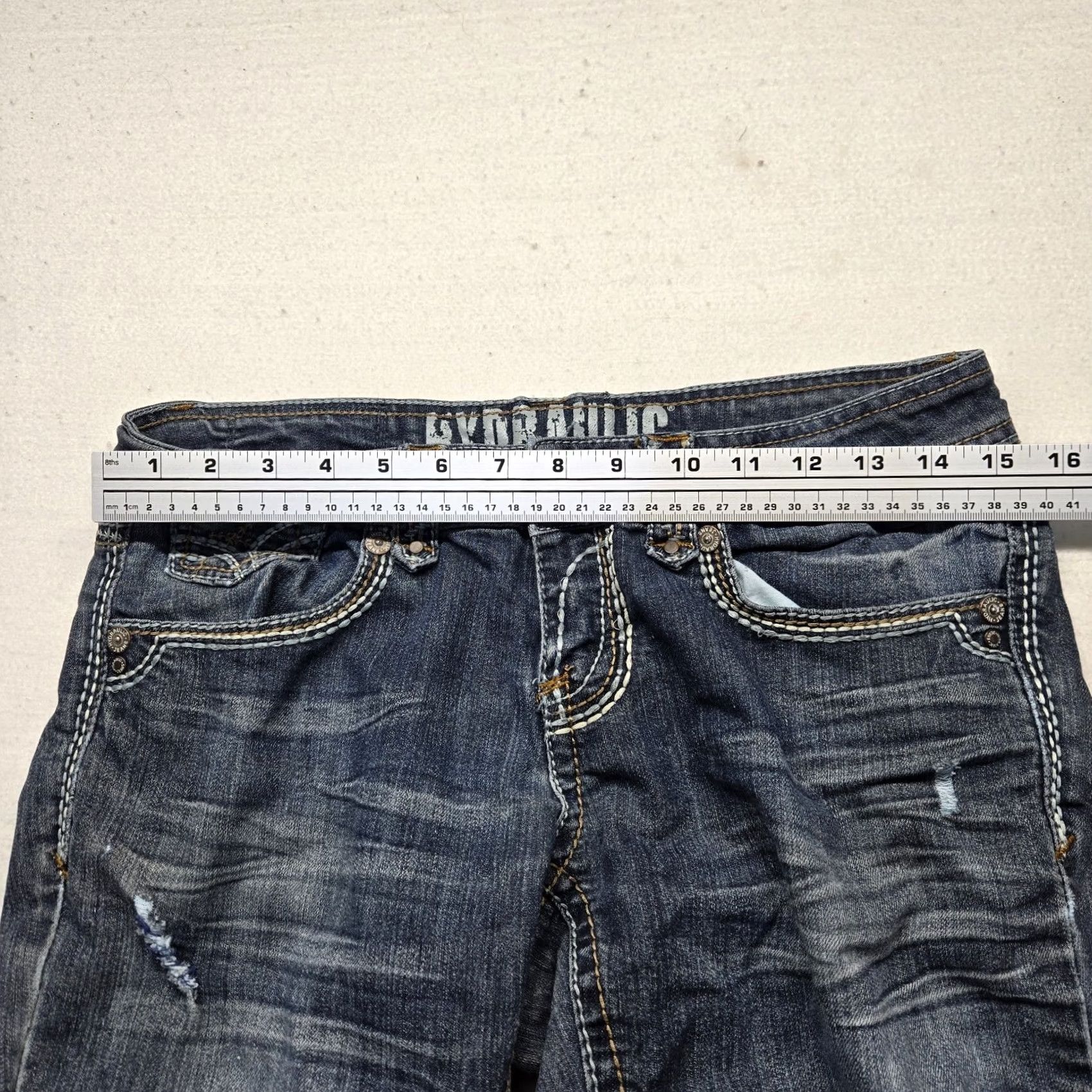 Denime HYDRAULIC Jeans Women's 7/8 Straight Denim Pants Blue Low Rise 29in Waist Cotton Polyester Spandex Pockets Button Zipper 8 Regular Adult Woman's Size 30" / US 8 / IT 44 - 4 Thumbnail