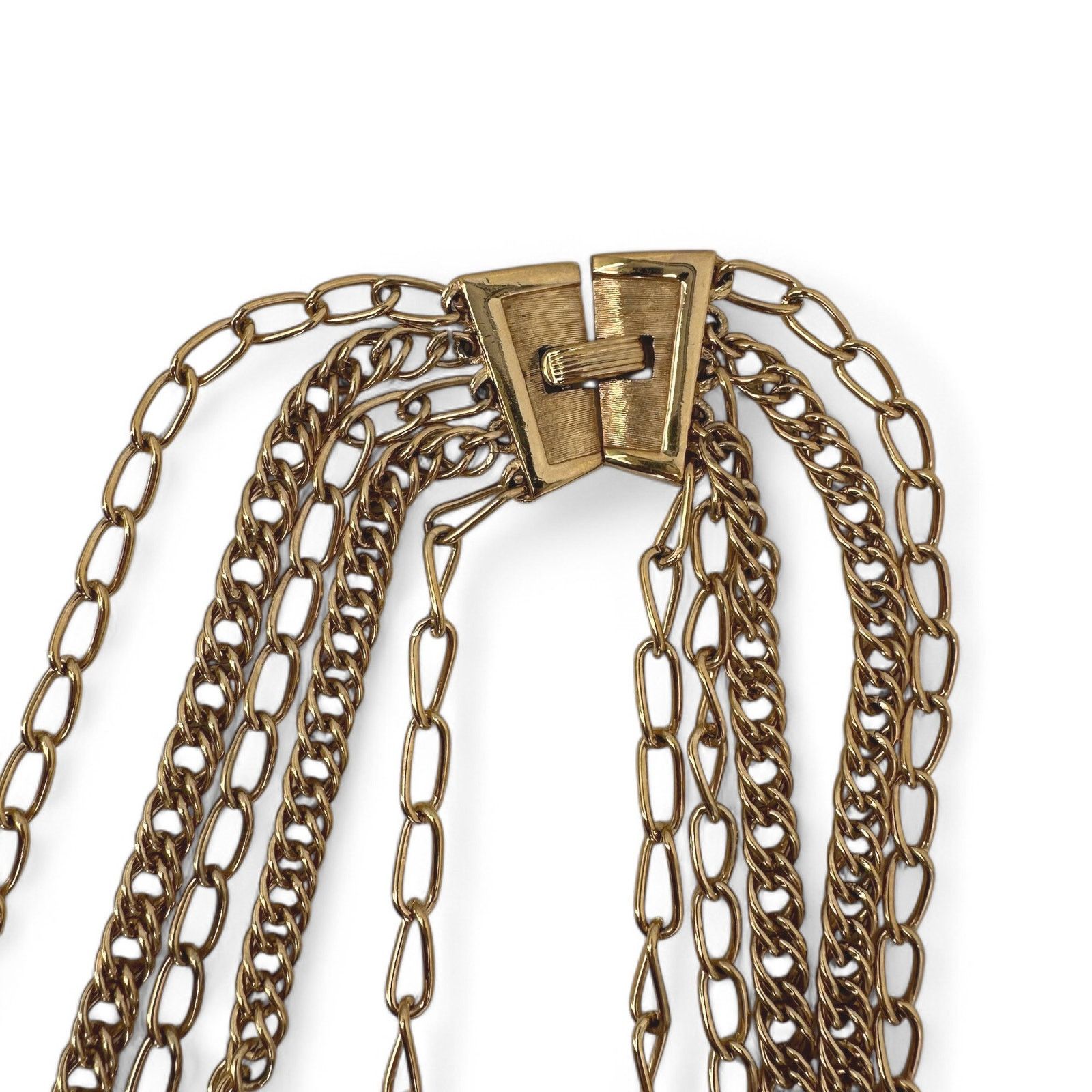 Vintage Crown Trifari Multi Strand Chain Statement Necklace Size ONE SIZE - 6 Thumbnail