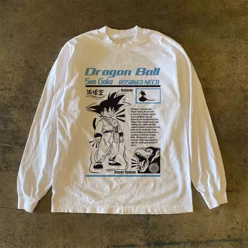 Japanese Brand White retro dragon ball print long-sleeved t-shirt Size US M / EU 48-50 / 2 - 1 Thumbnail