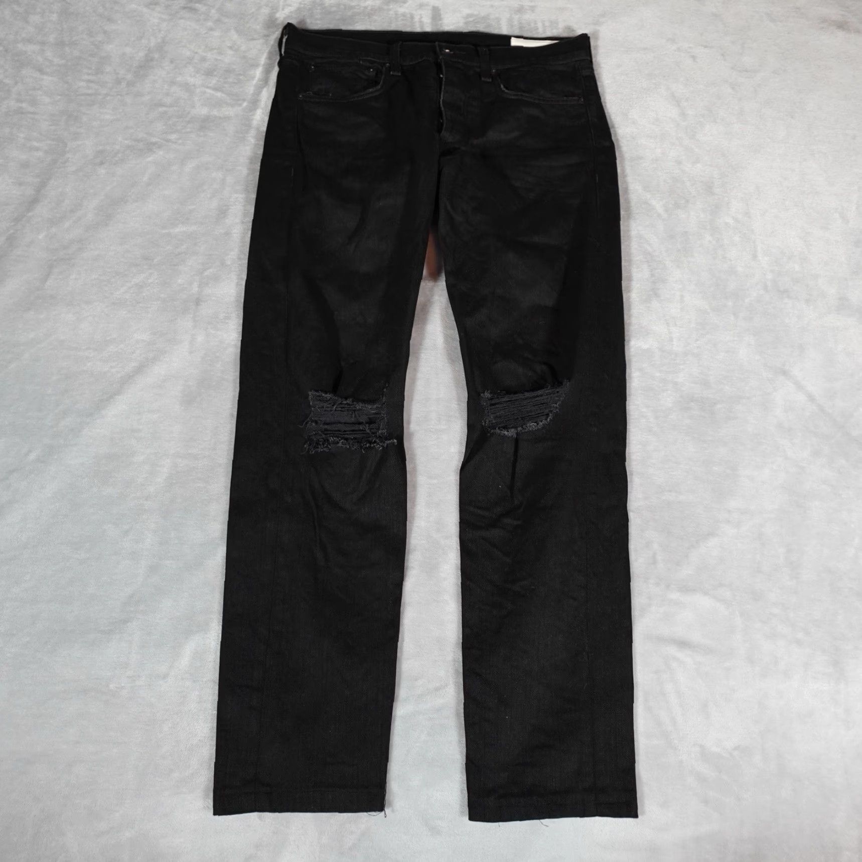 Rag & Bone rag & bone Jeans Mens 31x30 Extra-Slim Distressed Black USA Button Fly Denim 5-Pocket Skin y Size US 31 - 2 Thumbnail