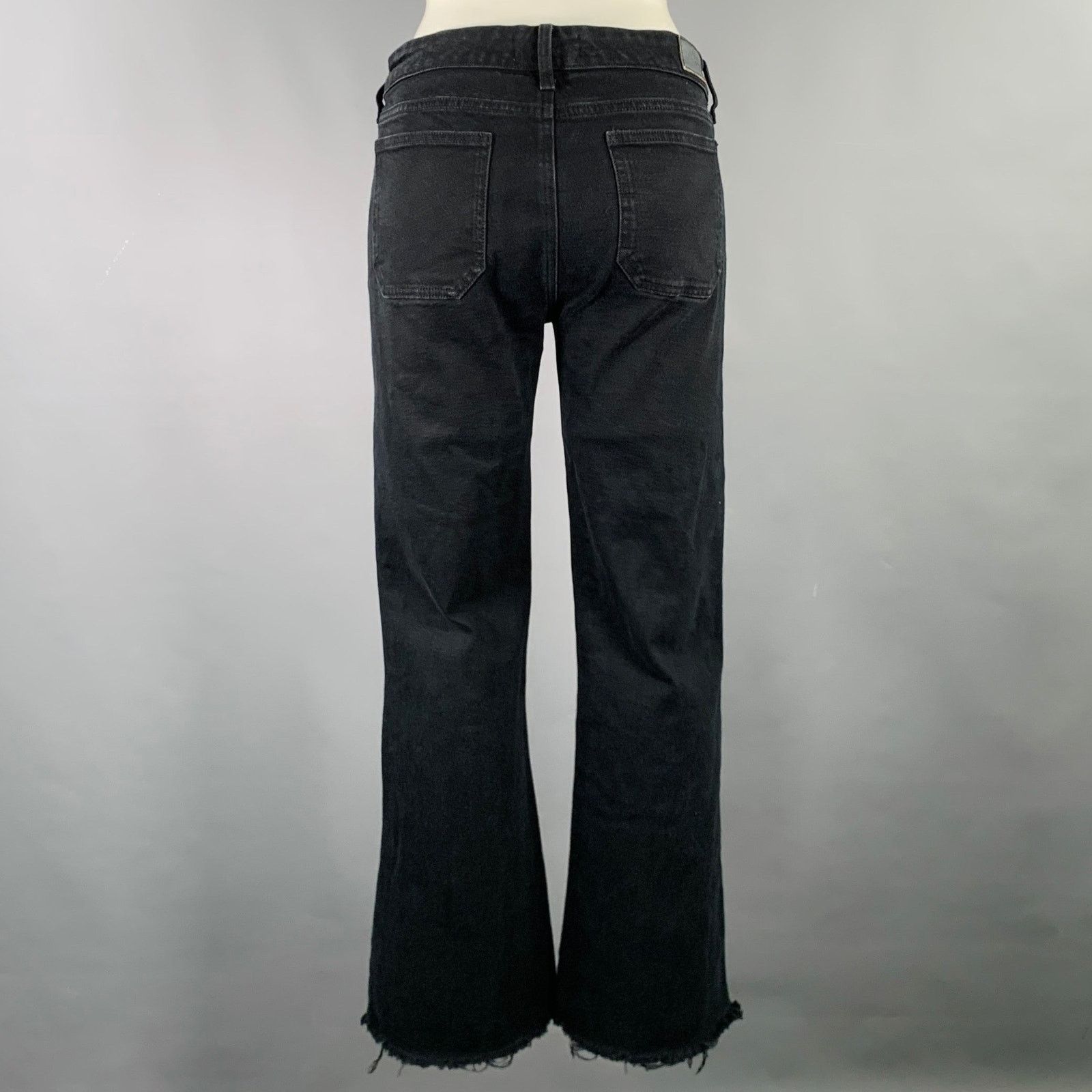 Other M.I.H JEANS Size 28 Black Denim Raw Edge Bell Bottom Jeans Size 42" / US 20 - 2 Thumbnail