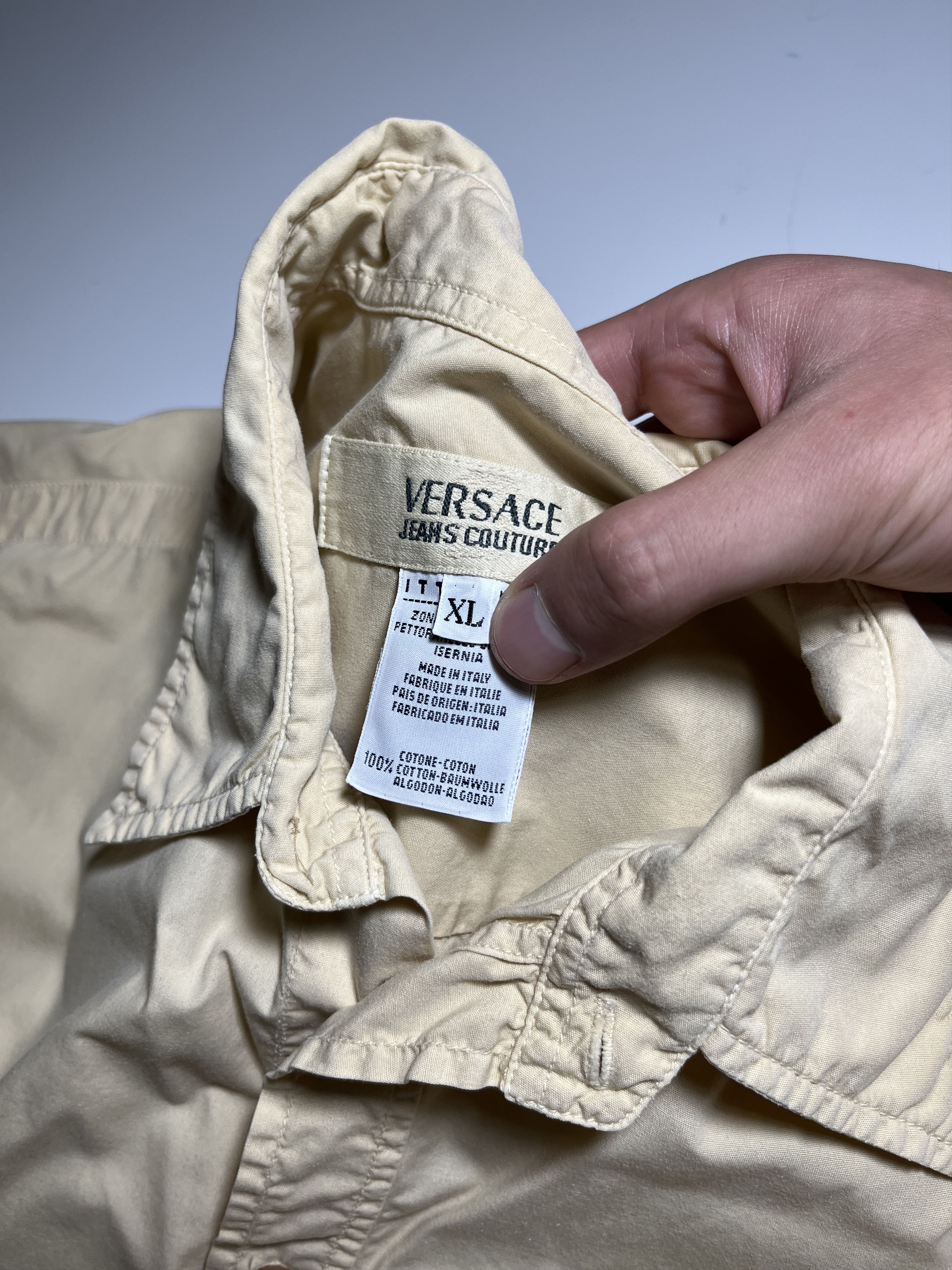 Versace Jeans Couture × Vintage Vintage 90s Versace Jeans Couture Beige Long Sleeve Shirt Size US XL / EU 56 / 4 - 8 Thumbnail