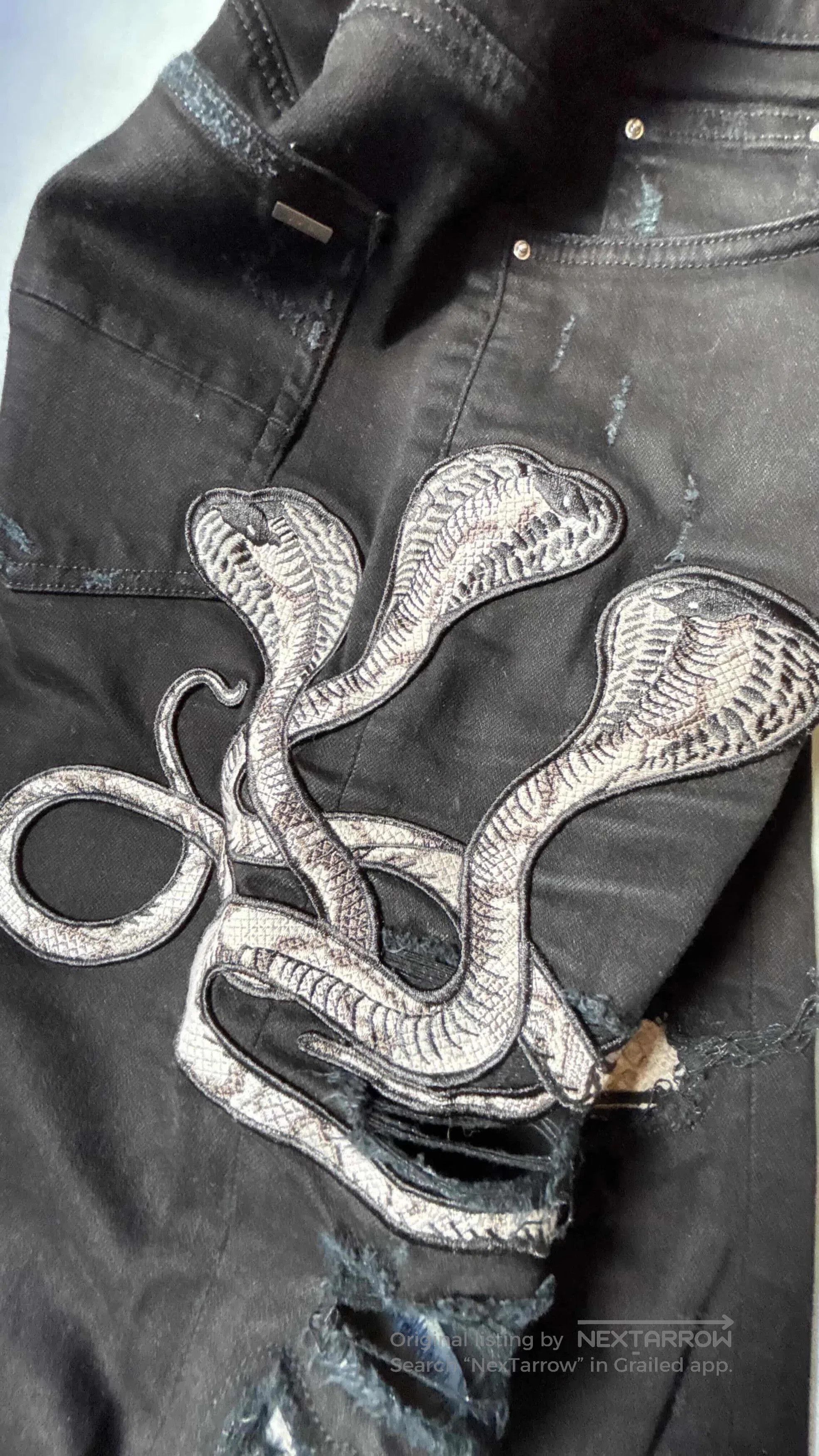 Amiri Amiri MX1 Snake Patch Jeans . Size US 33 - 2 Thumbnail