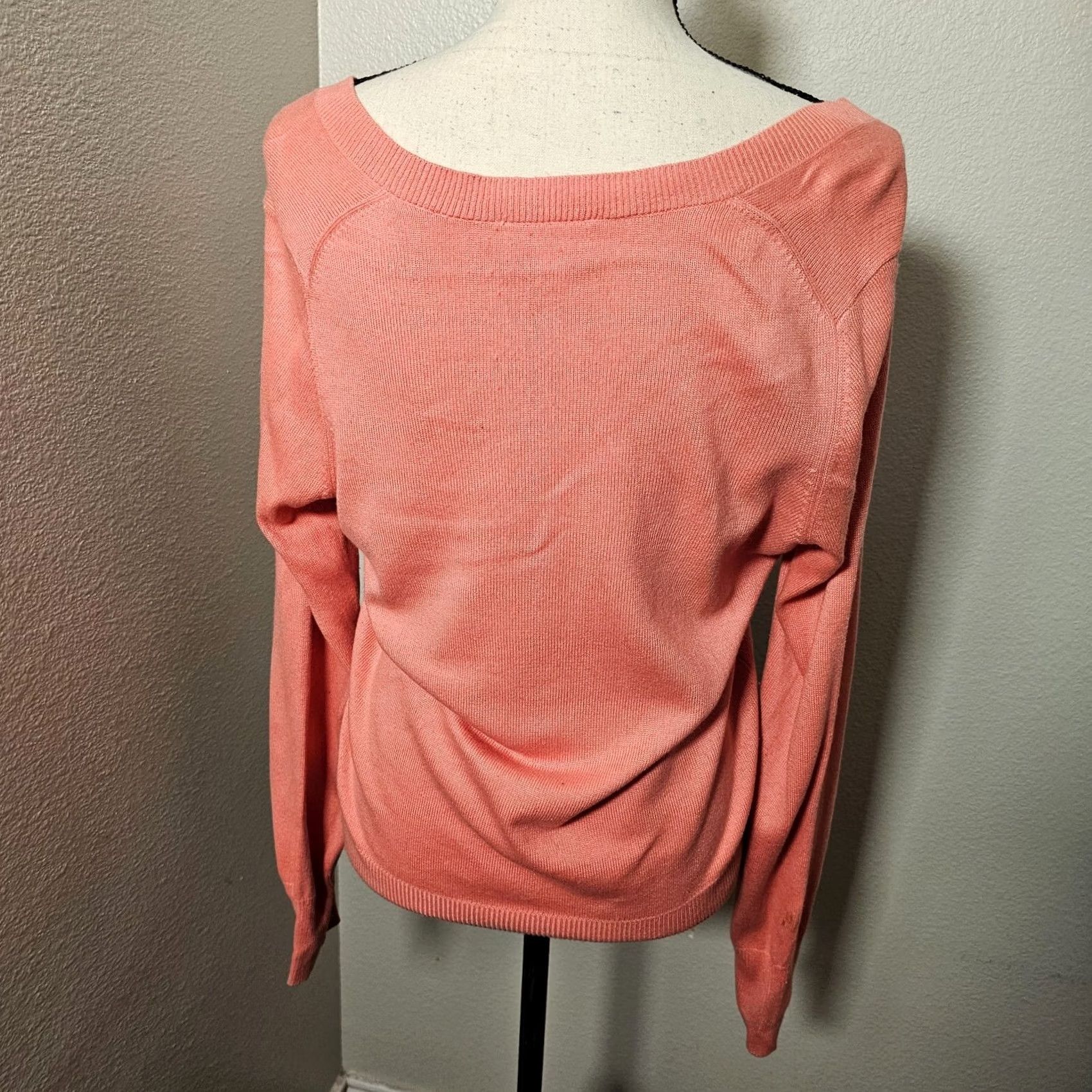Loft VINTAGE LOFT Sweater Women Size M Pink Silk Blend Long Sleeve V-Neck Pullover Size M / US 6-8 / IT 42-44 - 3 Thumbnail