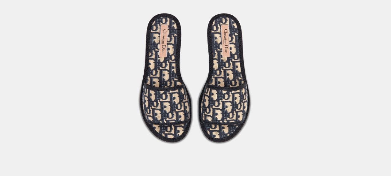 Dior o1w1db10724 Dior Chez Moi Slides in Deep Blue / Beige Size US 6 / IT 36 - 5 Thumbnail