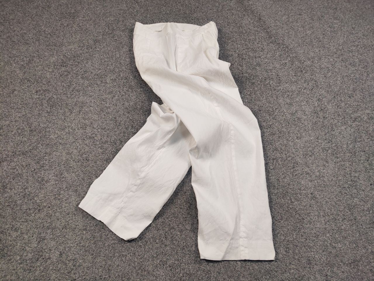 Designer Tela Design Regular White Linen blend Solid Trouser Pants Size 30" / US 8 / IT 44 - 2 Thumbnail