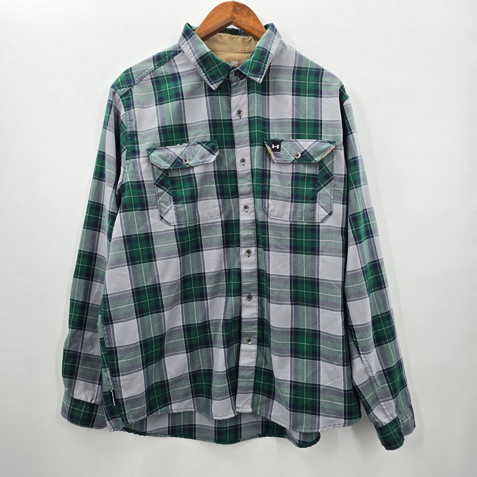 Under Armour Under Armour Green Plaid Elbow Patch Utility Shirt Large Size US L / EU 52-54 / 3 - 1 Thumbnail