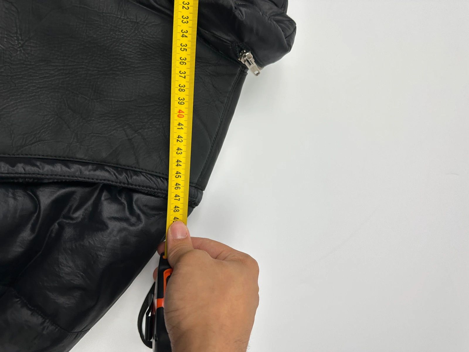 Armani Armani 90’s Black Leather & Nylon Puffer Bomber Jacket Size US M / EU 48-50 / 2 - 19 Thumbnail