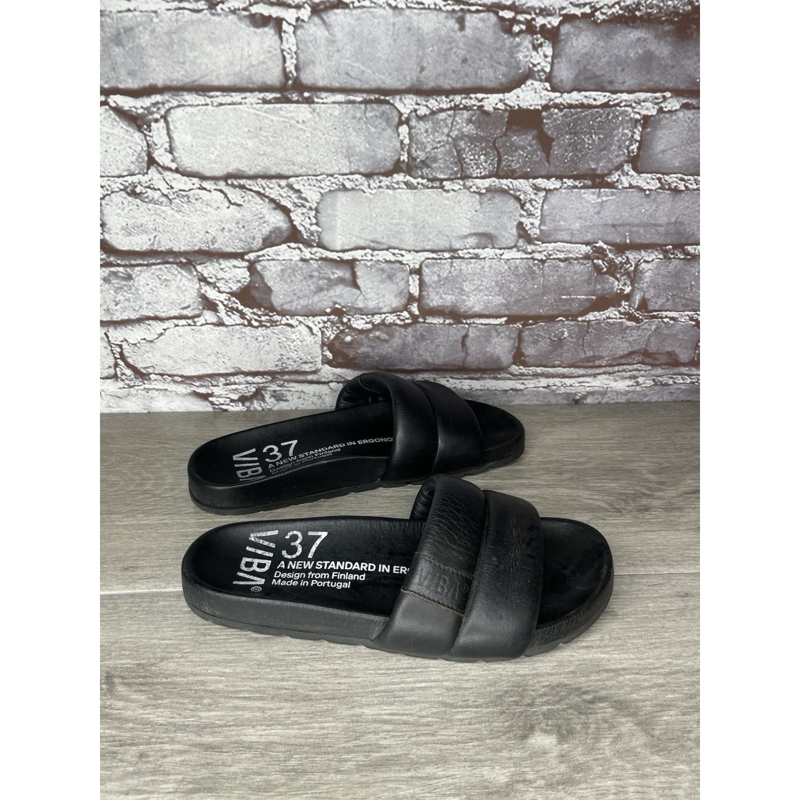 Other VIBA Porto Preto Black Leather Portugal Slides Sandals Women Size US 6.5 / IT 36.5 - 8 Thumbnail