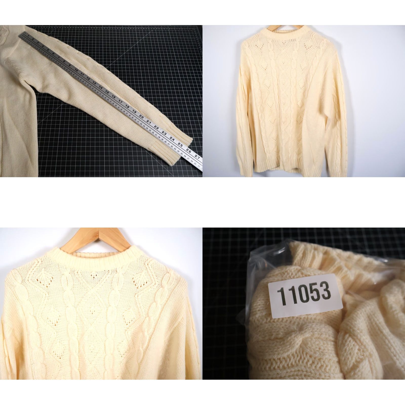 Vintage VINTAGE Overkirk 80s Cable Knit Sweater Men's XL Ivory Lightweight Acrylic Crewneck Pullover Casual Mens XL Ivory Retro Regular Fit Size US XL / EU 56 / 4 - 8 Thumbnail