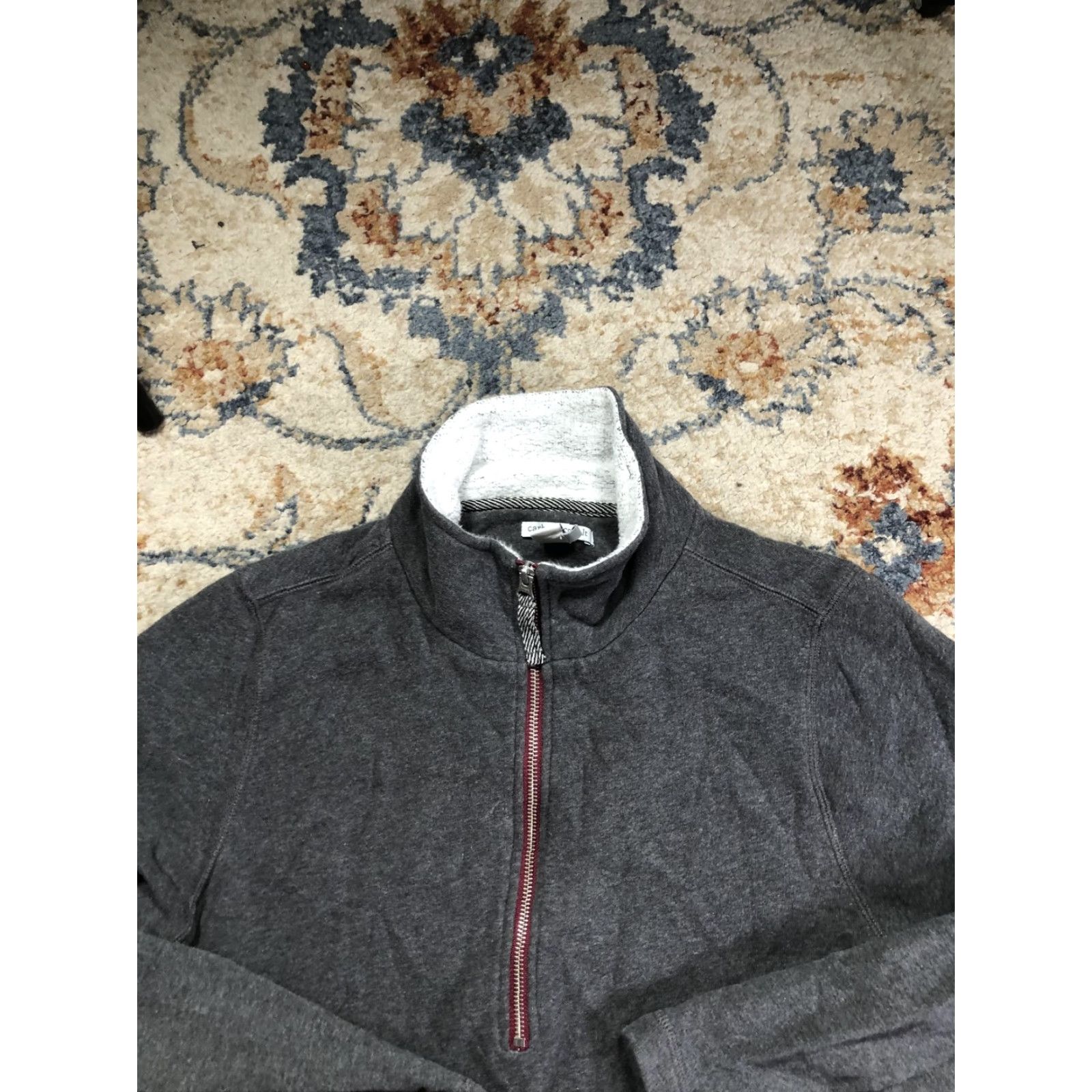 Carbon2Cobalt carbon2cobalt Sweatshirt Mens Large Gray 1/4 Zip Mock Neck Kangaroo Pocket Pullover Fleece Cotton-Polyester Size US L / EU 52-54 / 3 - 2 Thumbnail