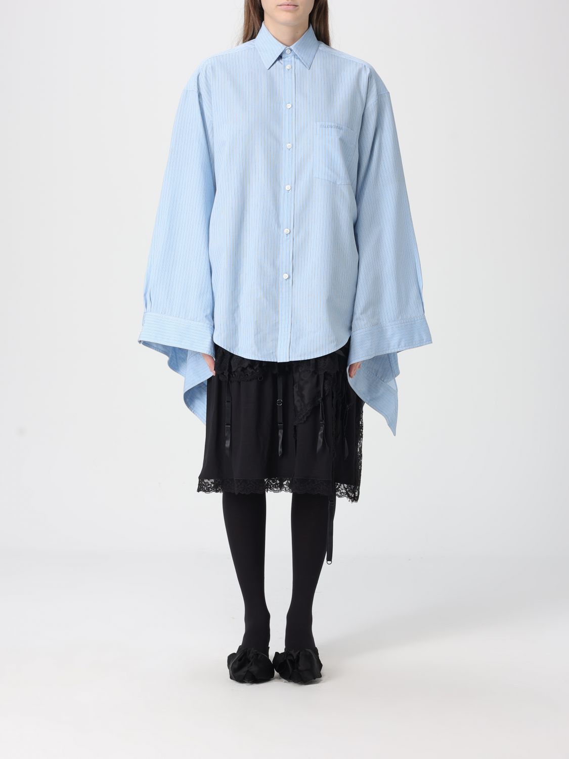 Balenciaga Balenciaga Shirt Woman Gnawed Blue Size M / US 6-8 / IT 42-44 - 1 Thumbnail