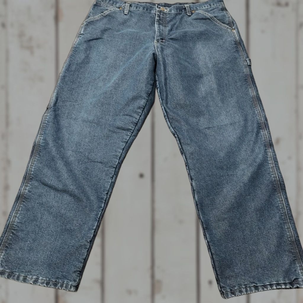 Wrangler Wrangler Jeans Mens 36x30 Denim Carpenter Pants Dark Blue Fleece Lined 5-Pocket Regular Straight Jeans (36x29) Mens Size US 30 / EU 46 - 1 Thumbnail