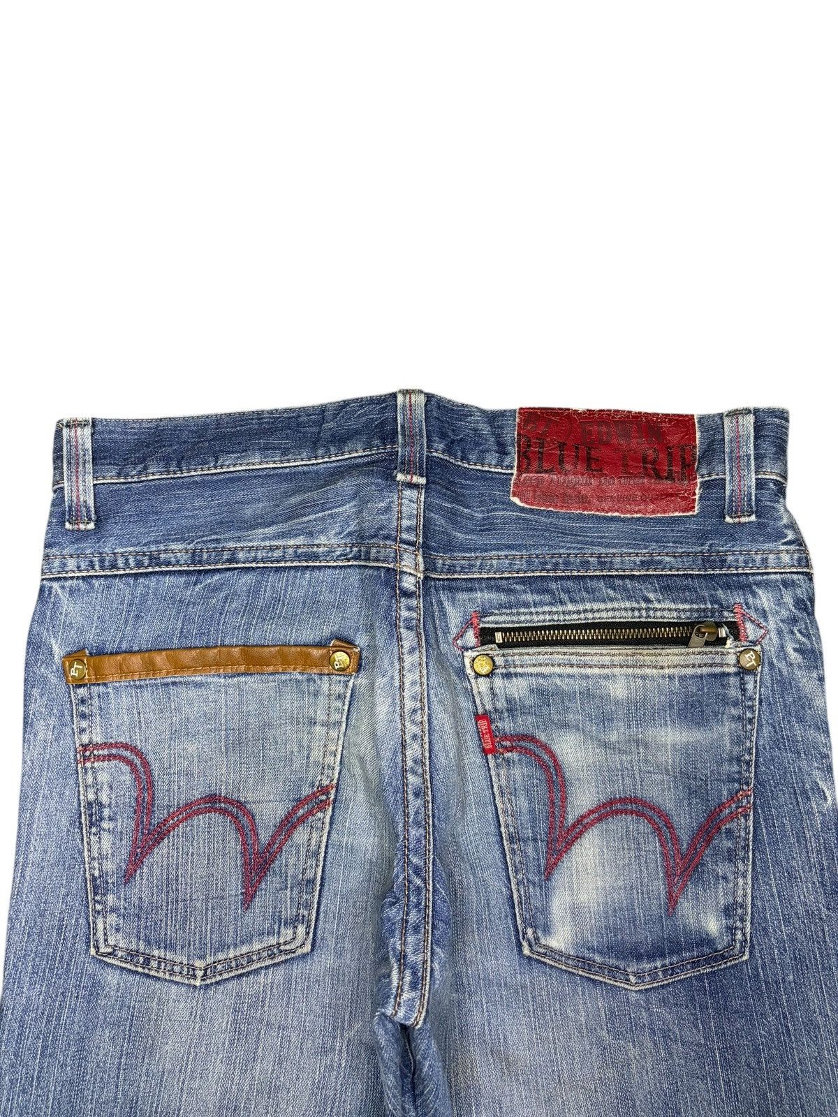 Edwin Vintage Edwin Blue Tripe Faded Wash Distress Loose Jeans Size US 32 / EU 48 - 4 Thumbnail