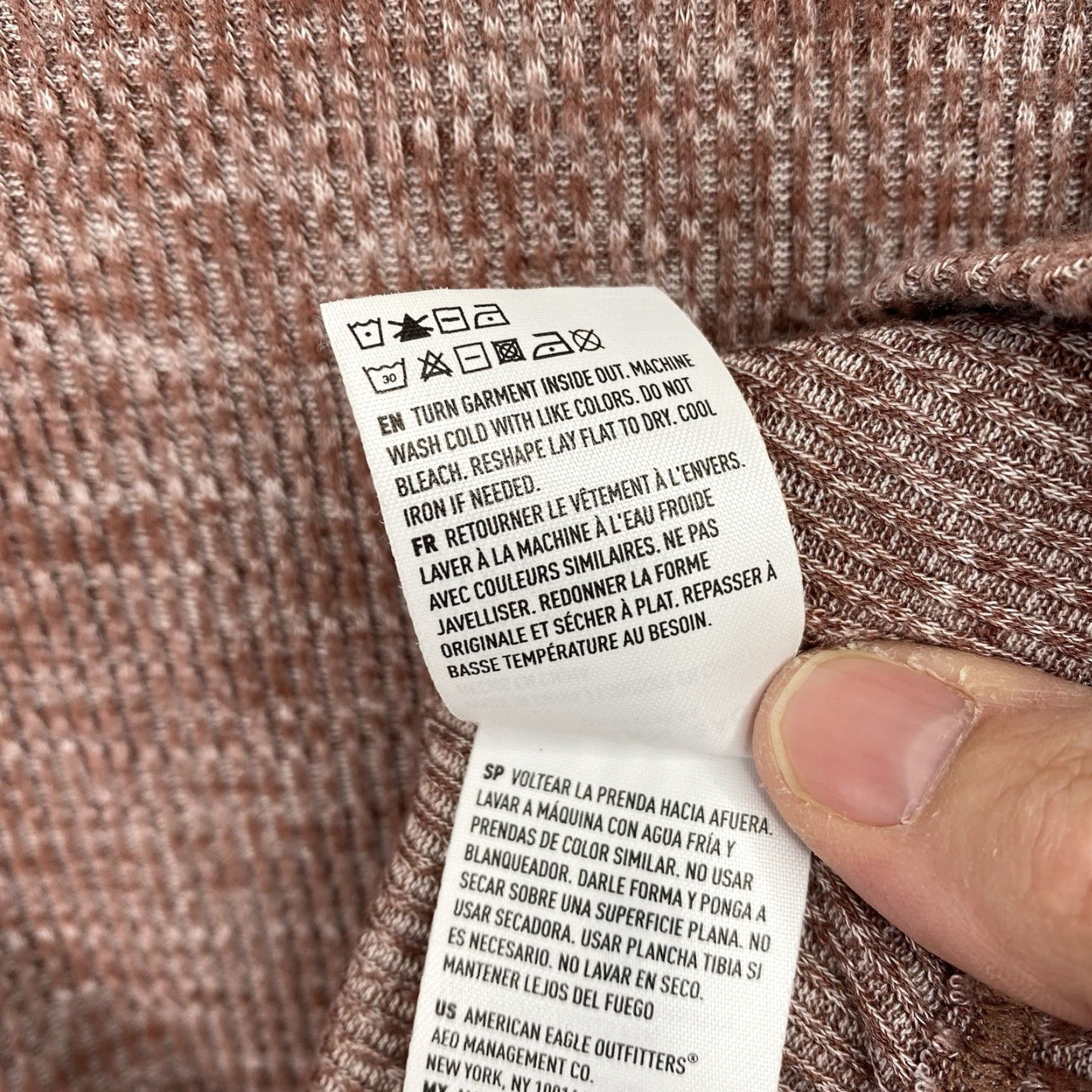 American Eagle Outfitters American Eagle Outfitters Nightgown Womens Pink Heather V-Neck Long Sleeve Heather Knit Gown S Satin/Polyester Spandex Size S / US 4 / IT 40 - 7 Thumbnail