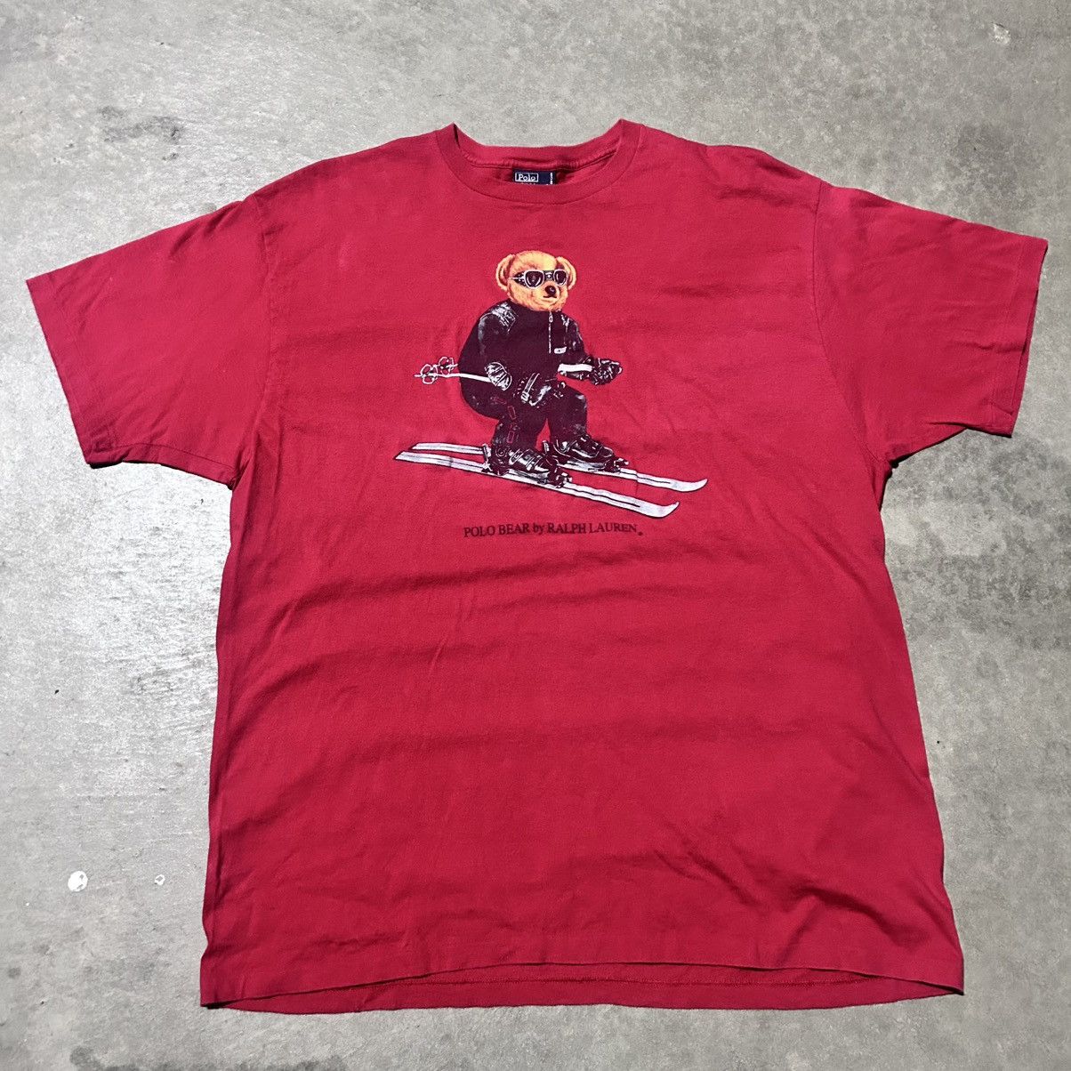 Vintage polo ralph lauren skiing bear tee shirt