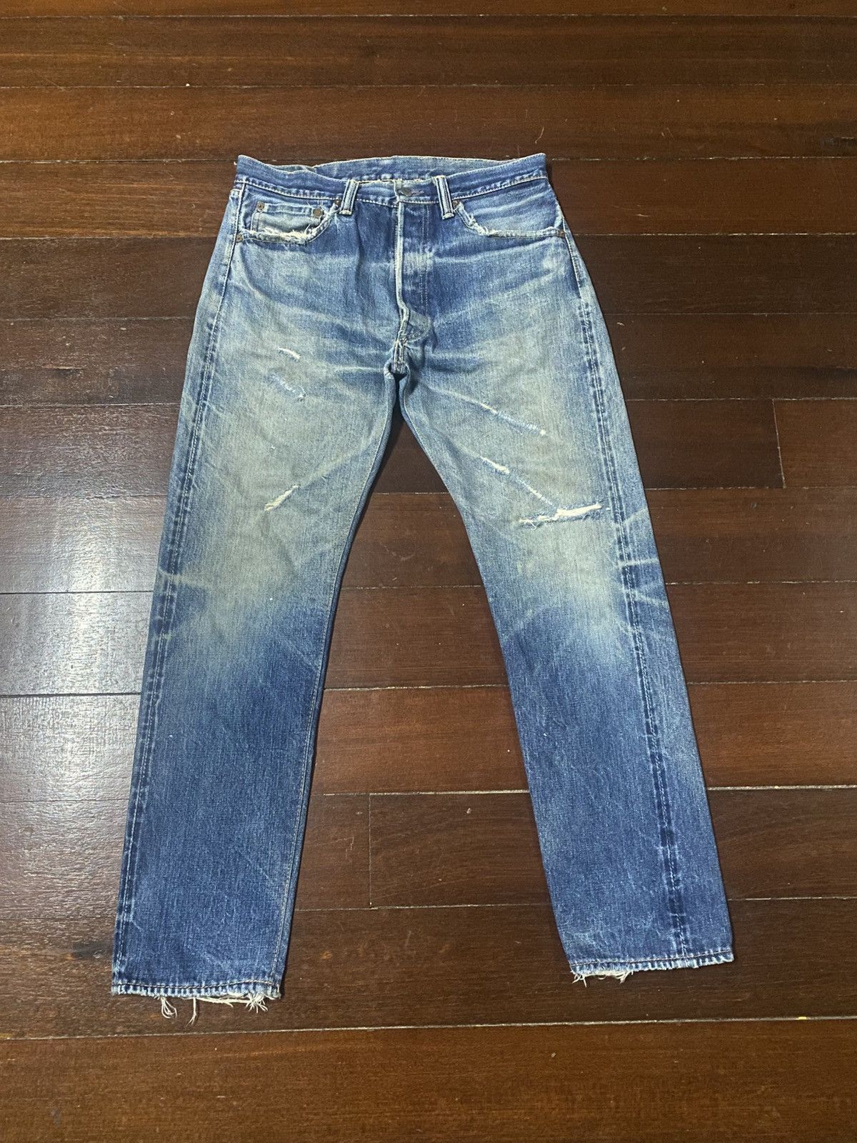 Warehouse Vintage 90s Warehouse patch leather Selvedge distressed Size US 32 / EU 48 - 1 Thumbnail