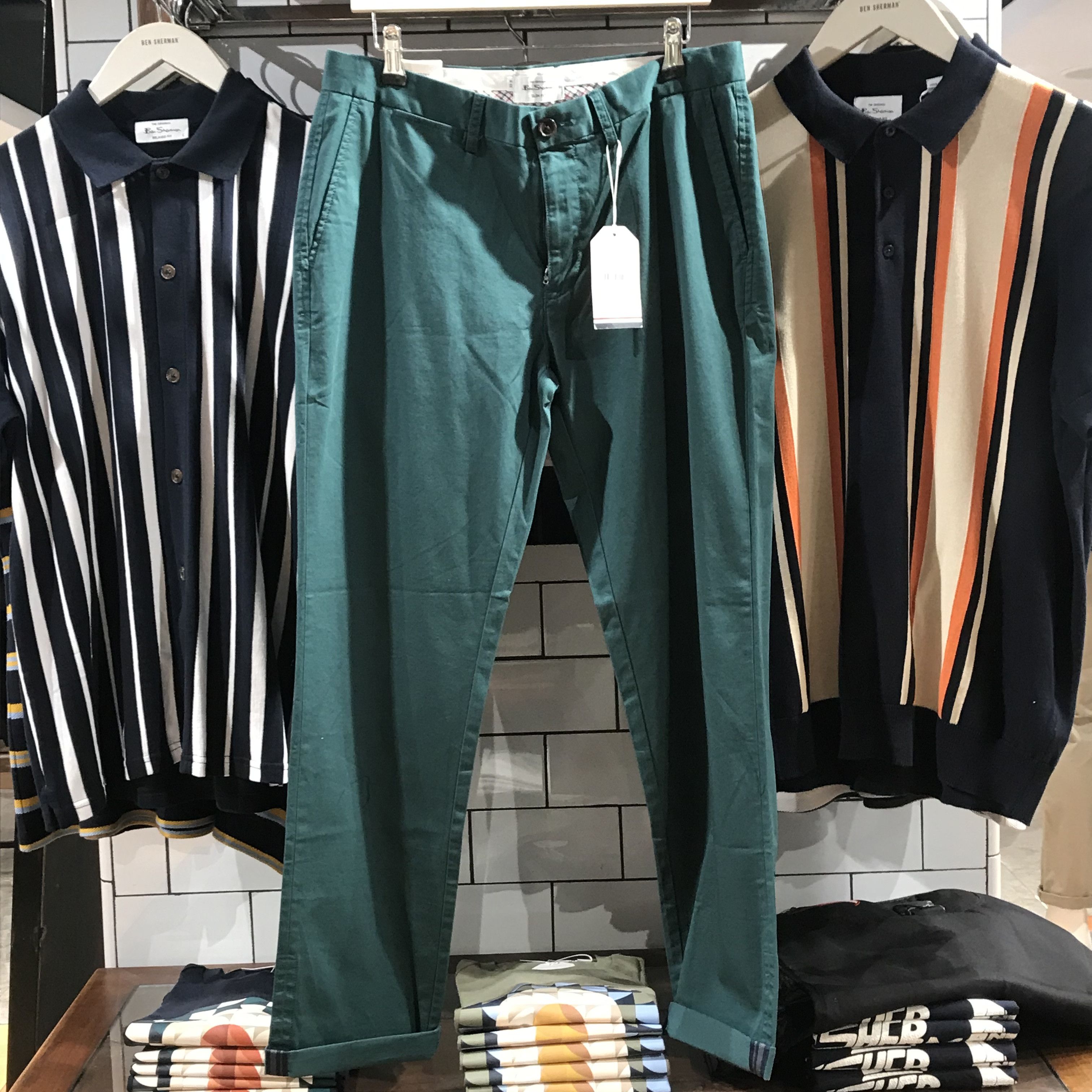 Ben Sherman Ben Sherman Classic Chinos Khaki Emerald Ocean Green Size US 33 - 8 Thumbnail
