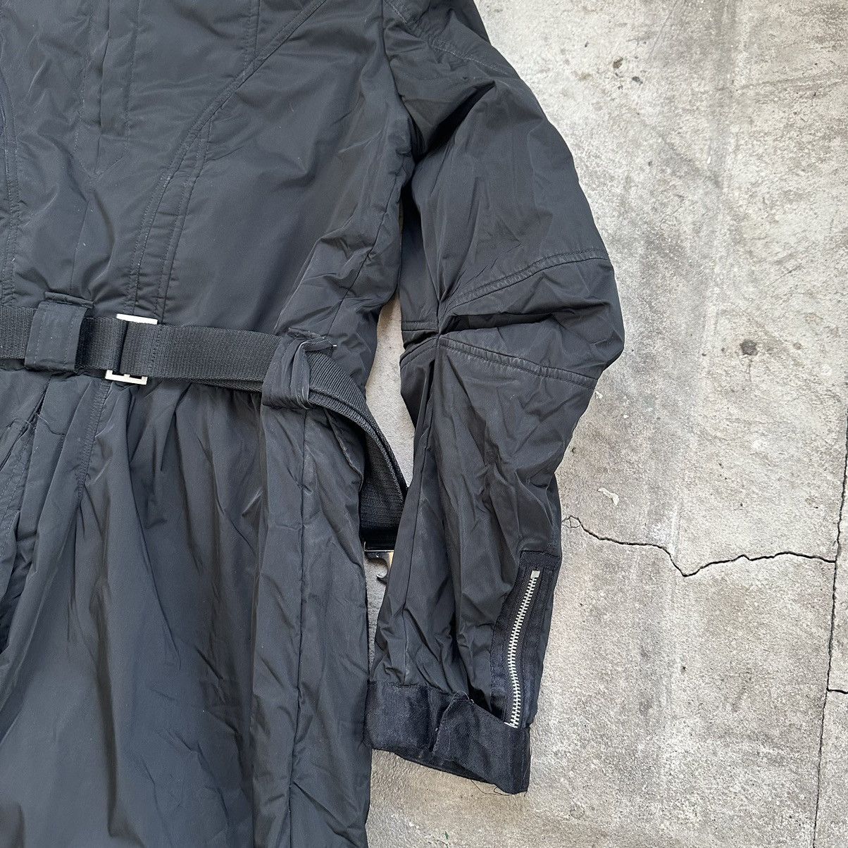 Marithe + Francois Girbaud 🔥BLACK nylon BONDAGE LONG JACKET MFG Size L / US 10 / IT 46 - 12 Thumbnail