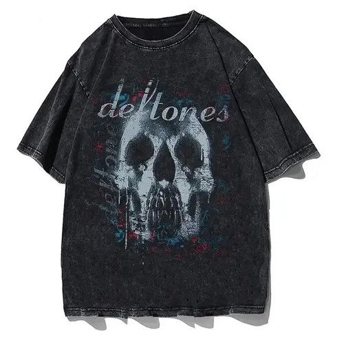 image of Skulls T-Shirt Skull Black Dark Wind Style, Men's (Size Medium)