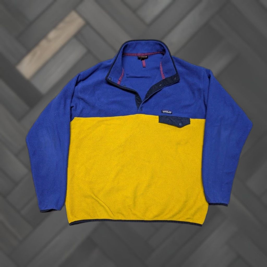 Patagonia VINTAGE Patagonia fleece SNAP-T two tone 2XL blue yellow pullover jacket mens Size US XXL / EU 58 / 5 - 1 Thumbnail