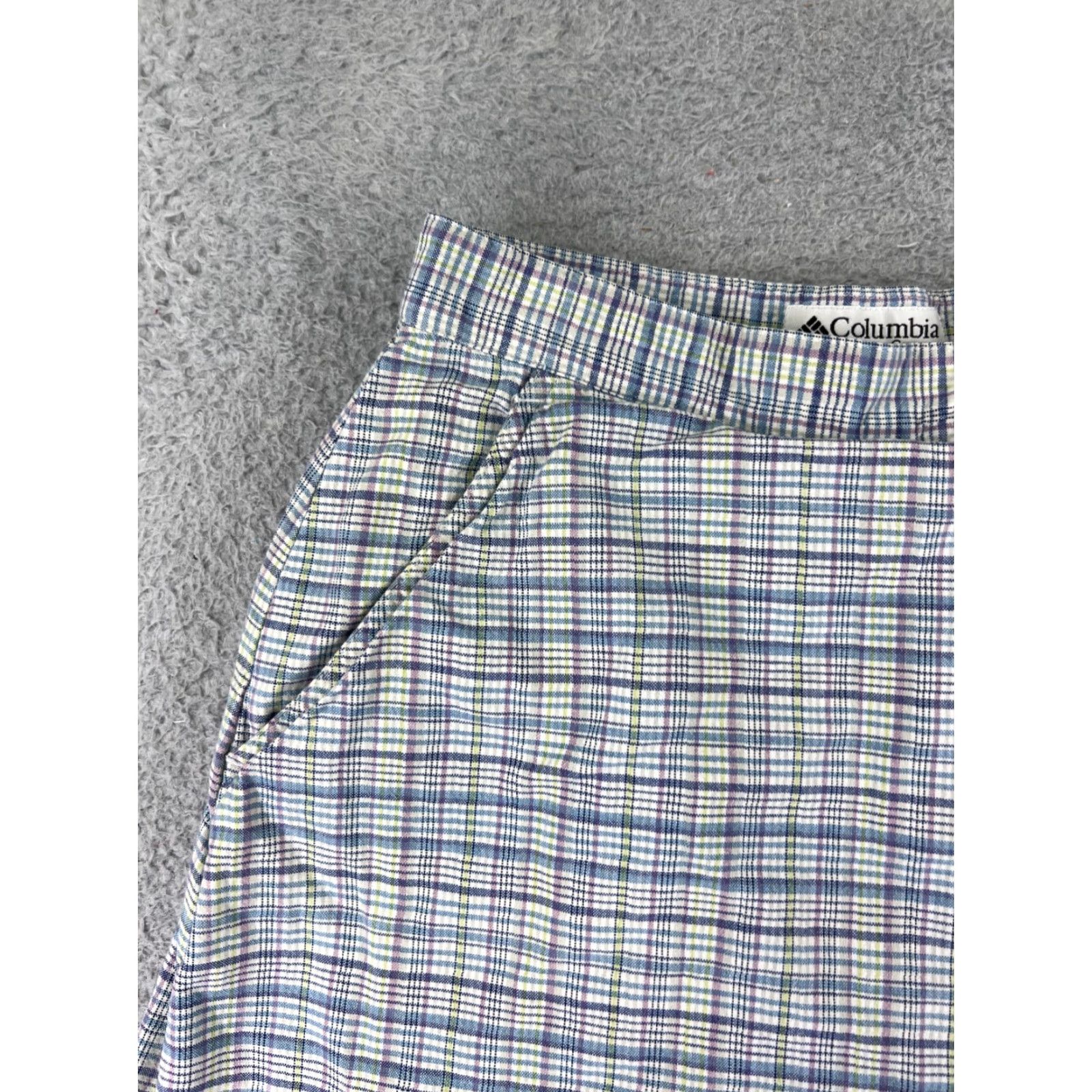 Vintage Columbia Women Skort Blue Plaid Cargo Activewear Golf with Pockets 24 in Waist Regular Size 42" / US 20 - 5 Thumbnail