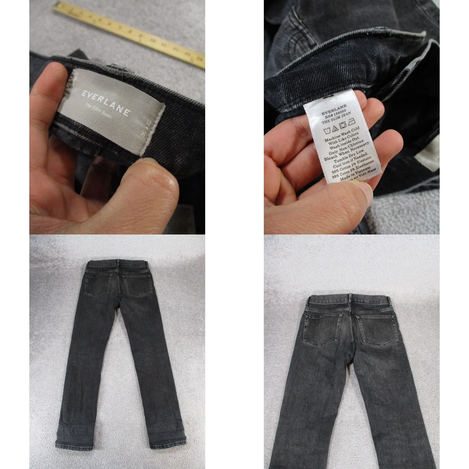 Everlane VINTAGE Black Jeans Mens 30 Slim Denim 30x31 Gray Slim Tapered 90s - Mens Size US 30 / EU 46 - 8 Thumbnail