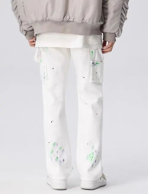 Jean Retro High Street Splashed Ink Straight Denim Trousers Size US 32 / EU 48 - 5 Thumbnail