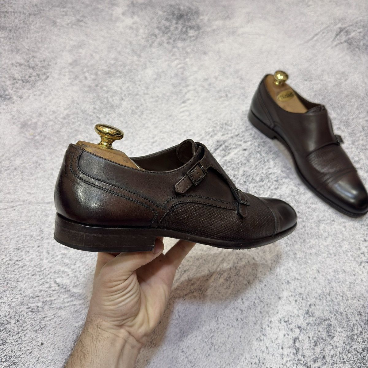 Hugo Boss Hugo Boss Dark Brown Welted Double Monk Shoes US9 UK8 EU42 Size US 9 / EU 42 - 4 Thumbnail