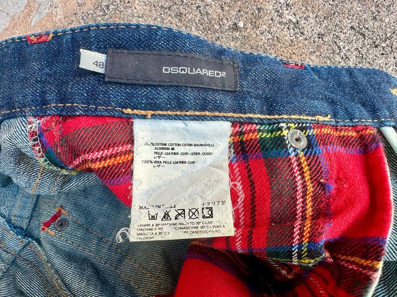 Dsquared2 Dsquared2 Tartan Leather Distressed Jeans Size US 30 / EU 46 - 6 Thumbnail