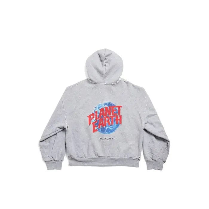 Balenciaga o1s1wg110326 Planet Earth Zip-Up Hoodie Regular Fit in Grey Size US XXS / EU 40 - 2 Thumbnail