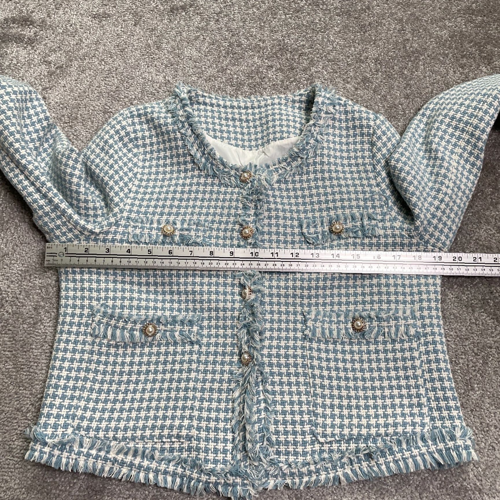 Vintage Jing Tweed Coat Jacket Women XS Blue White Houndstooth Lined Korean Style Casual Coat Jacket Women XS Blue White Houndstooth Lined Korean Style Casual Size XS / US 0-2 / IT 36-38 - 6 Thumbnail