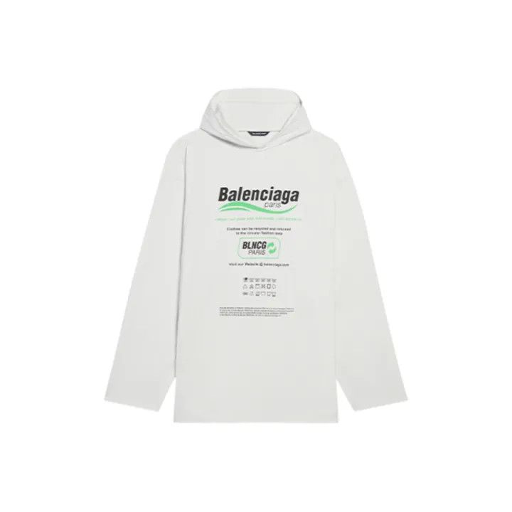 Balenciaga Balenciaga White Logo Print Long Sleeve Hoodie Size US S / EU 44-46 / 1 - 1 Thumbnail