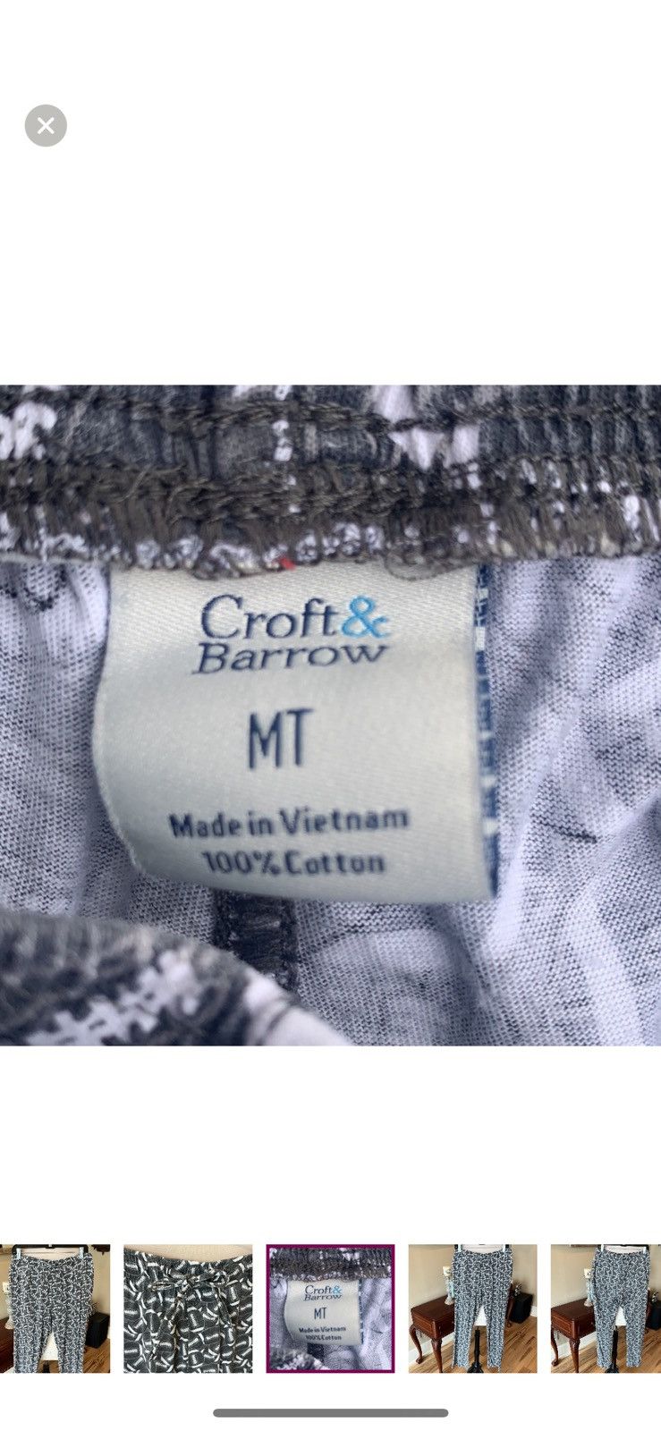 Croft & Barrow Cotton Pajama Pants Football Drawstring Size US 34 / EU 50 - 6 Thumbnail